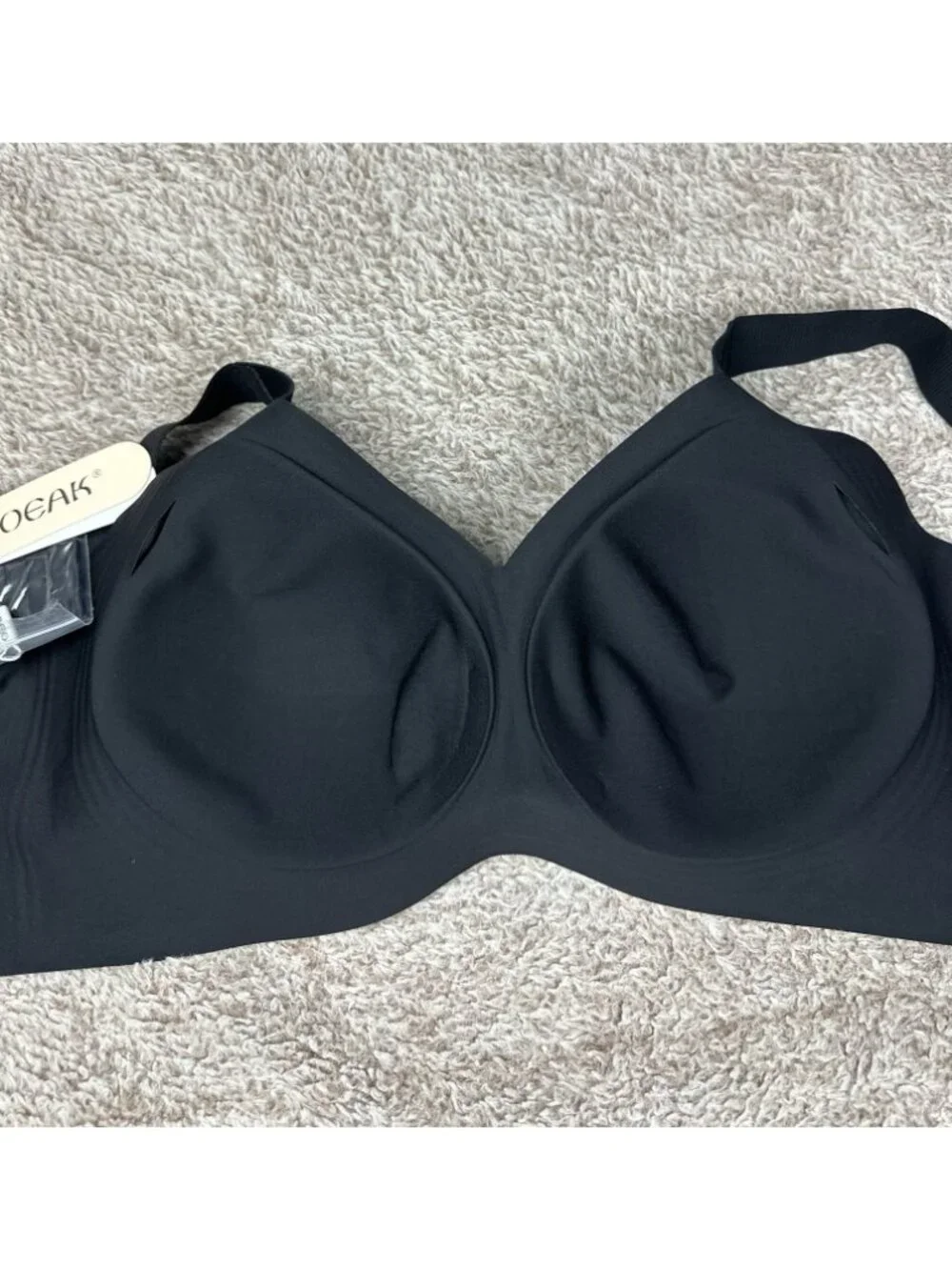 OEAK Womens Wireless Jelly Comfort Bra Black XL Padded Seamless Adjustable Strap